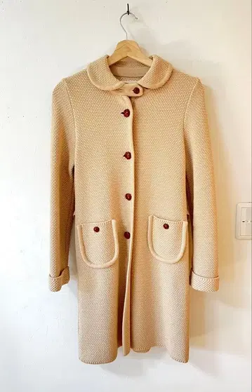 Manna 니트 롱 코트 아이보리 카노코 편직