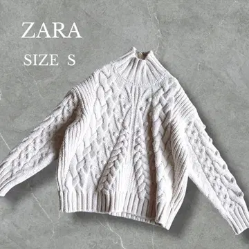 자라 케이블 니트 스웨터 아이보리 방한 캐주얼 내추럴 계열 S
