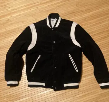ZARA 코듀로이 스타디움 점퍼 M 블랙/화이트 바시티 자켓 남성용