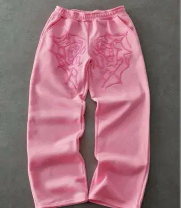 [ 새상품 ] 핑크 맨투맨 팬츠 자수 스트릿 y2k 하트 거미줄