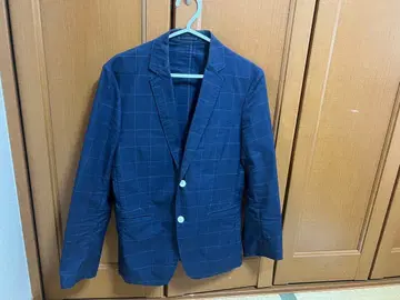 SHIPS 네이비 체크 무늬 테일러드 자켓