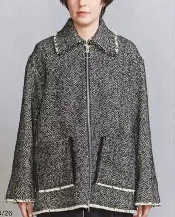 유나이티드 애로우즈 헤링본 트위드 블루종 M 사이즈