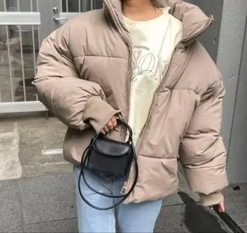 RiListore 볼륨 파이버 다운 자켓 베이지 오버 사이즈