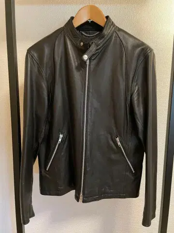 BEAUTY&YOUTH 블랙 가죽 싱글 라이더 자켓 L