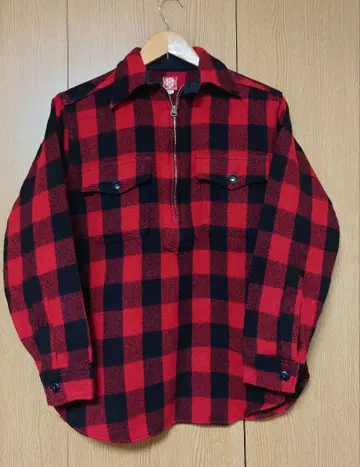 UNION 체크 무늬 울 셔츠 TALON 지퍼