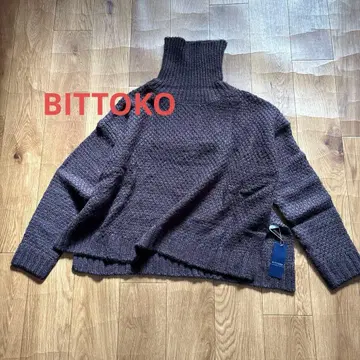 택 포함 새상품 BITTOKO 비트코 하이넥 니트 스웨터 카노코 편직