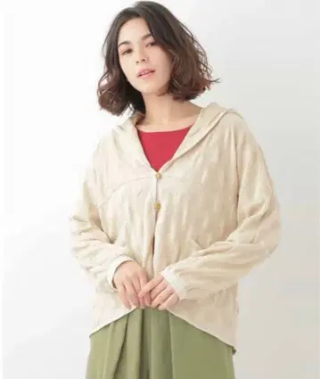 미사용품 호코모모라 DOTS 자카드 자카드 직물 도트 무늬 후드티