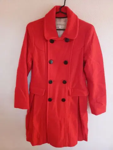 레드 더블 브레스트 롱 코트