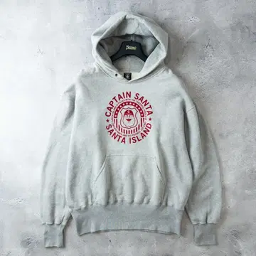 캡틴 산타 맨투맨 풀오버 후드티 남성용 L 그레이