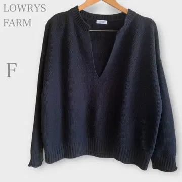 로리즈팜 스키퍼 니트 스웨터 V넥 블랙 오버 사이즈