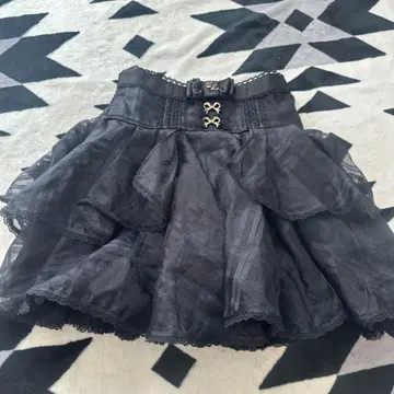 LIZLISA 시어 체크 플레어 치마바지 블랙