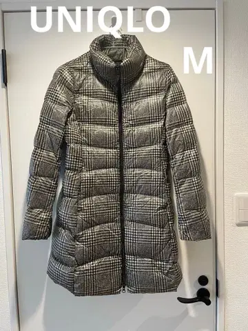 새상품급 유니클로 하운드투스 체크 패턴 M 울트라 라이트 다운