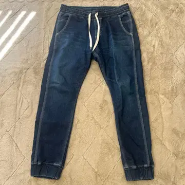 리 다크 블루 데님 스웨트 팬츠