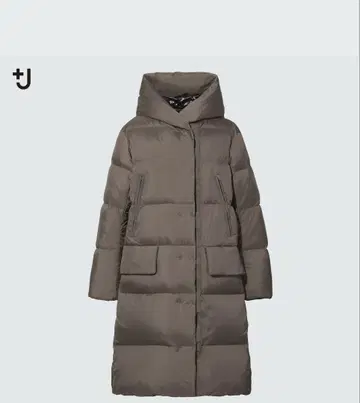 +J 후드 부착 다운 롱 코트