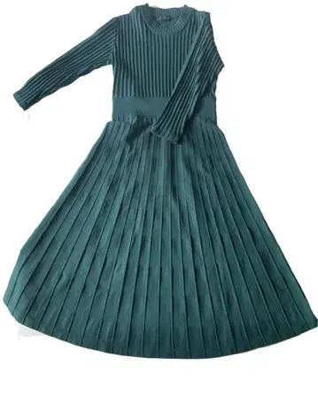 Agy 다크 그린 플리츠 원피스