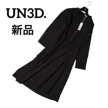 새상품 UN3D 스티치 턱 롱 원피스 비대칭 블랙 36