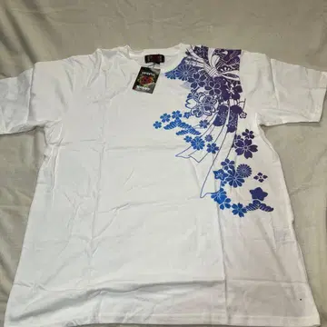 오리엔탈 브랜드 니시키 일본풍 패턴 벚꽃 T셔츠 화이트 XXL