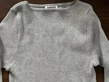 AURALEE 그레이 리브 긴팔 스웨터