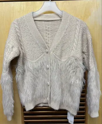 pqran 클랜 절개 퍼 가디건 38