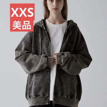 [새상품급] CLEL 풀 집업 후드티 크롭 더블 지퍼 빈티지 블랙