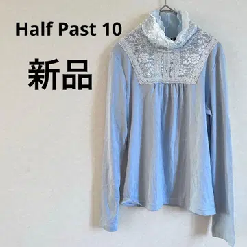 새상품 Half Past 10 레이스 하이넥 긴팔 프리 사이즈 블루