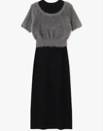 U넥 페더 니트 & 아메리 니트 원피스