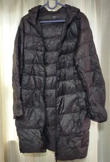 UNIQLO 후드 부착 다운 롱 코트 M 브라운