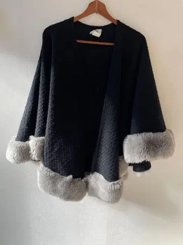 빈티지 인조 모피 케이프 판초 대형 케이프 147cm 대형