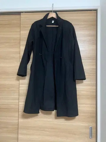 블랙 롱 코트 더블 버튼