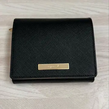 agnes b. 아네스베 접이식 지갑 블랙 플레이트 블랙 지갑