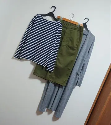 모음 판매*코디 판매*깔끔한 캐주얼*보더 롱 T*스커트 가디건*L 사이즈