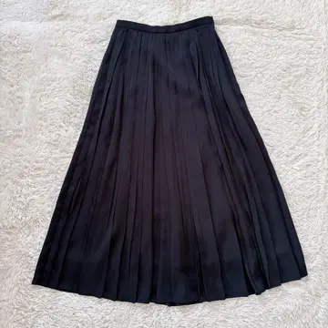 allureville 새틴 랜덤 플리츠 스커트 블랙 S 광택