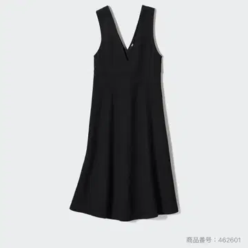 [ 미사용품 ] 유니클로 브러쉬드 저지 오버롤 스커트 (기장 짧음) 블랙