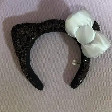 헬로키티 머리띠 스팽글 블랙