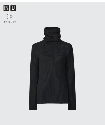 UNIQLO U 3D 니트 메리노 블렌드 터틀넥 스웨터 블랙