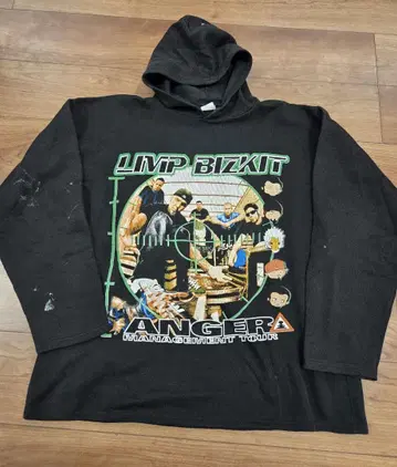 Limp Bizkit 그래픽 후드티 블랙