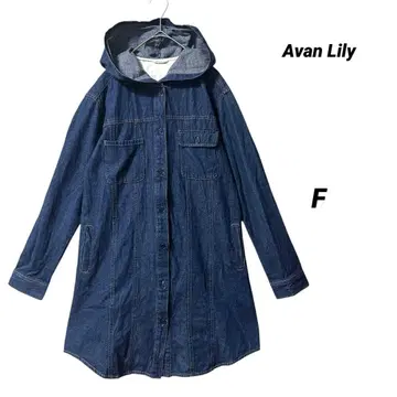 Avan Lily 데님 후디 원피스 롱 기장 블루 M 상당