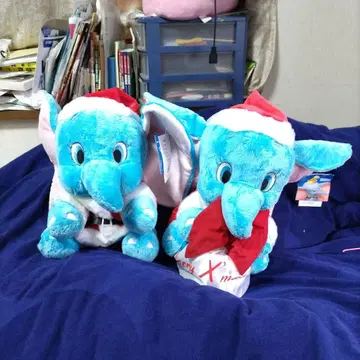 DUNBO 파란 코끼리 산타 모자 봉제 인형