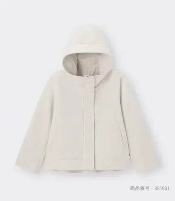 코지 멜톤 숏 후디 코트 M 화이트 택 포함 새상품