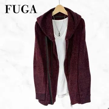 FUGA 비대칭 지퍼 후드티 크림슨 보르도 와인 레드 상의