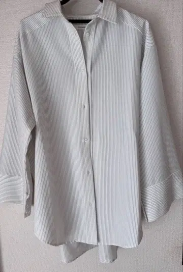 STYLEMIXER 화이트 스트라이프 긴팔 셔츠