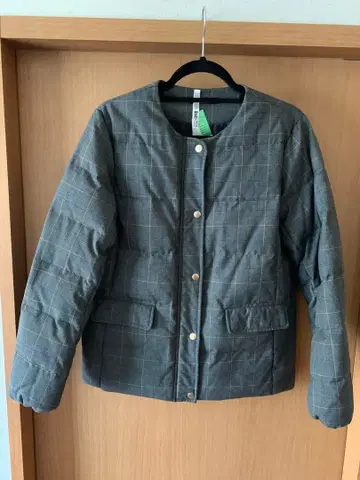 natural mist 그레이 계열 체크 다운 자켓