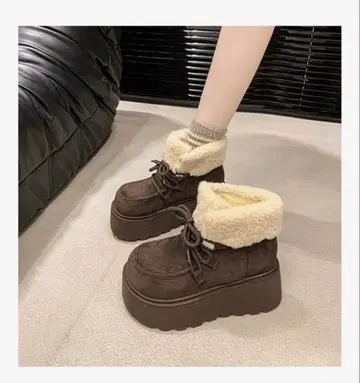 여성용 5cm 신장 업 통굽 숏부츠 플랫폼