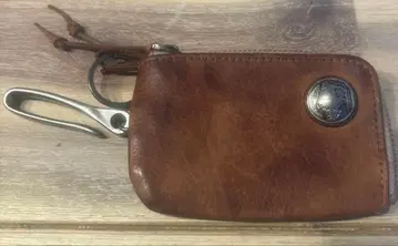 빈티지풍 천연 가죽 코인 케이스 브라운