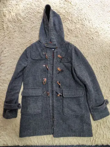 그레이 더플 코트 후드 부착