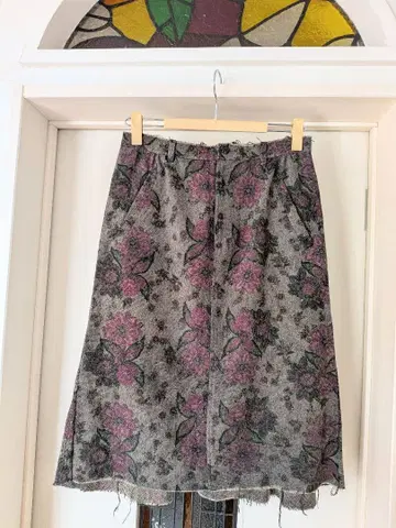 sunaokuwahara 꽃무늬 스커트 다크 그레이