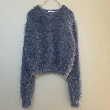 [ 미사용 ] BEAUTY&YOUTH 블루 그레이 긴팔 샤기 니트 가디건