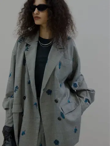 Ameri VINTAGE CHECK FLOWER PAPA JACKET