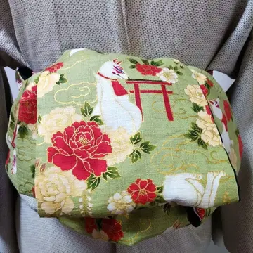 어른용 헤코 오비 반폭 오비 핸드메이드 미오 No.2298 여우와 꽃무늬