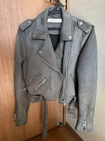 ZARA BASIC 그레이 더블 라이더 자켓 M